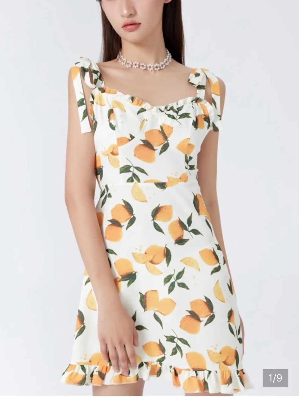 Cider White Mini Dress with lemon Fruit Print size medium